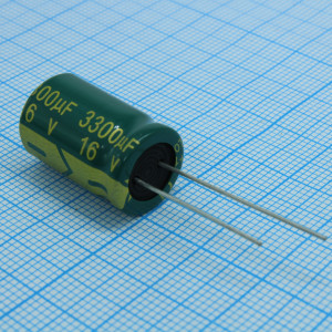 LF332M1CBKJ1321VGN, Конденсатор алюминиевый электролитический 3300мкФ 16В ±20% (13х21мм) радиальный 5мм 0.05Ом 2150мА 4000час 105°C россыпь