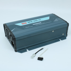 NPB-450-24, AC/DC зарядное устройство, 28.8V/13.5A, вход 90…264VA C, 47…63Гц /127…370В DC, изоляция 3000В AC, PFC, CAN, программируемый, для свинцовых (обслуживаемых, гелевых, AGM) и Li-ion (Fe, Mn), 4 стадии заряда, 205*135*55мм, -30…+70°С