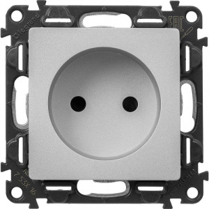 Valena LIFE Розетка силовая 2К 16А 250В c лицевой панелью алюминий со шторками безвинтовые зажимы 753616