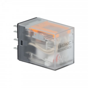 Реле миниатюрное промышленное общего назначения, герметичное IP62, 4CO,ком. ток 5А, AgSnO, напряжение 230V AC, опция: светодиод IR-230AC-4CO