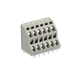 Клемма Wiecon 8291 EFK / 6 / 12 OB, Клемма, 2 этажа, подвод кабеля 45 град., на плату, шаг: 5.08 мм, 12 полюсов, фиксация провода пружинная, исполнение: без маркировки, 250V, 12A, цвет: серый