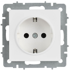 BRITE Розетка 1-местная с заземлением без защитных шторок 16А РС11-1-0-БрАБ арктический белый IEK BR-R11-16-K91