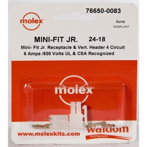 76650-0083, Проводные клеммы и зажимы MiniFit Jr Conn Kit V Hdr Recept 4Ckt