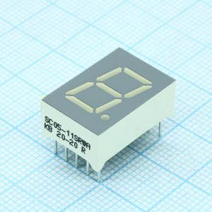SC05-11SRWA, 1 разрядный индикатор 12,7мм/красный/640нм/8-24мкд/ОК