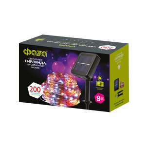 Светильник светодиодный садовый SLR-G03-200M нить 200LED мультицвет с колышком на солнечн. батарее 5036406