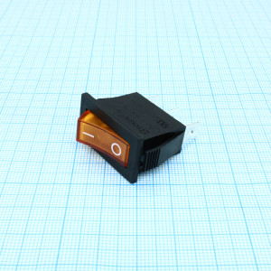 RK1-16 1X1N B/OR"0-", Выключатель клавишный ON-OFF с подсветкой цвет корпуса (черный) цвет кнопки (оранжевый)