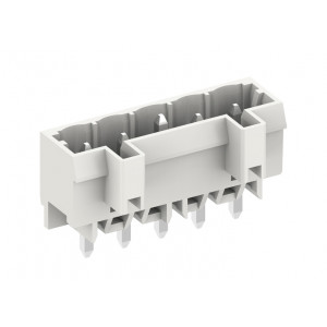 Вилочный разъем на плату 450703-03D, Вилочный разъем, вертикальный, на плату, шаг: 5.0 мм, 3 полюса, фиксация на плате пайкой, исполнение: длина выводов 3,8 мм, 320V, 16A, цвет: серый