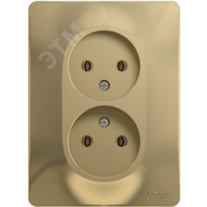 Розетка 2-м СП Glossa 16А IP20 без заземл. в сборе титан SE GSL000420