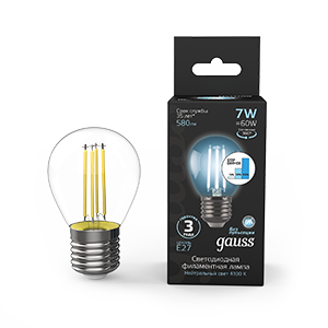 Лампа Gauss LED Filament Globe E27 7W 4100K step dimmable 1/10/50 [105802207-S]