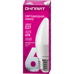 Лампа светодиодная 71 631 OLL-C37-6-230-4K-E27-FR 6Вт свеча 4000К нейтр. бел. E27 470лм 220-240В 71631