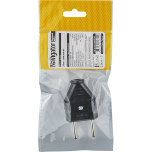 Вилка 61 714 NCA-PL07-6A-X-BL прямая без заземл. черн. Navigator 61714