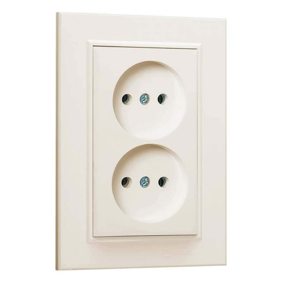 Изображение товара Розетка 2-м СП Karea 10А IP20 крем без заземления