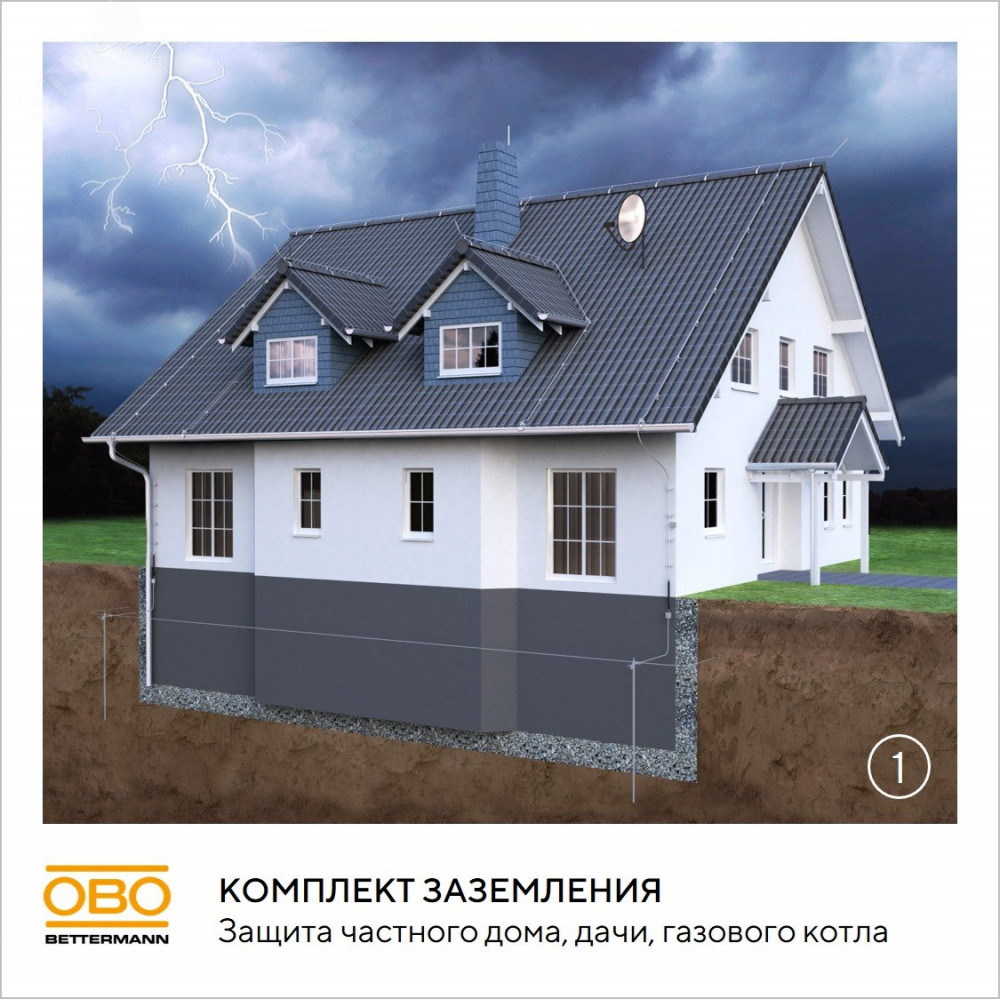 Изображение товара Комплект заземления вертикальный без муфт D20мм 6м OBO