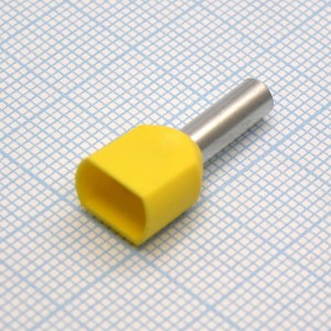 TE  4012  Yellow, наконечник кабельный торцевой сдвоенный трубчатый с изоляцией, L=23.1/12мм, провод 2х4.0мм2