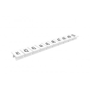 Маркировка (полоска) 308801/41...50, Маркировочные шильдики, для клемм сечением 6 мм.кв., боковая / верхняя, 10 шильдиков, нанесенные символы: 41...50, с горизонтальным расположением, размер шильдика: 8 x 10,6 мм, цвет: белый