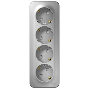 Розетка 4-м ОП Blanca 16А IP20 250В с заземл. защ. шторки с изолир. пластиной алюм. SE BLNRA011413