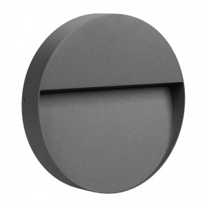 Светильник LGD-TRACE-R215-8W Warm3000 (GR, 60 deg, 230V) 029957, Светодиодный накладной круглый светильник для стен, лестниц, 8Вт. Цвет ТЕПЛЫЙ БЕЛЫЙ 3000K, св.поток 300лм, CRI(Ra)>80, угол 60°, асимметричный свет. Размер Ф215x36мм. Влагозащищенный корпус IP65, алюминий серого цвета. Питание AC230V, 8Вт, встроенный др