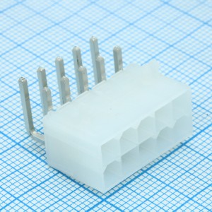 39301100, Прямоугольный разъем, Серия Mini-Fit 4.2мм 10 контакт(-ов), Штыревой Разъем угловой, сонтаж в отверстие россыпь