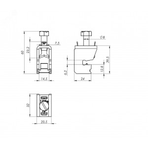 Шинная клемма для кабеля, сечение шины 5 мм, кабель 35-70 мм R5BC0570