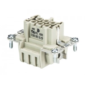 Розеточная контактная вставка 70.500.0653.0, Розеточная контактная вставка, пружинная фиксация, 6 полюсов + PE, типоразмер 6B, 500V, 16A, сечение обслуживаемых проводников 0,14-2,5 мм кв, тип покрытия контактов: серебро,