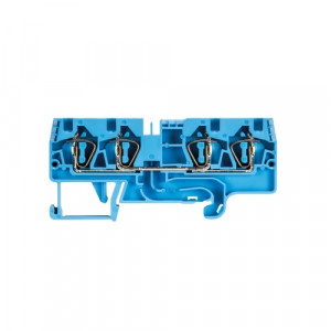 Проходная клемма WKFN 4 D2/2/35 BL, Проходная клемма, 4 точки подключения, тип фиксации провода: пружинный, номинальное сечение: 4 мм кв., 32A, 800V, ширина: 6 мм, цвет: синий, тип монтажа: DIN35