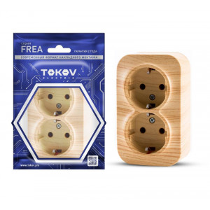 Розетка 2-м ОП Frea 16А IP20 250В с заземл. АБС-пластик сосна TKE-FR-R2Z-C25