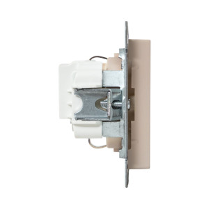 Механизм розетки, 16А, с заземлением, без шторок, кремовый Эпика EKF UP1-SOI-110