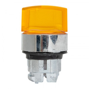 Исполнительный механизм переключателя ХB4 желтый на 3 положения возвратный без фиксации, с подсветкой с короткой ручко IP65 EKF XB4BD3L-Y-65