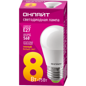 Лампа светодиодная 71 626 OLL-G45-8-230-2.7K-E27 8Вт шар 2700К тепл. бел. E27 560лм 230-264В 71626
