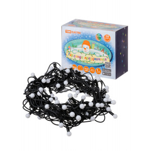 Гирлянда светодиодная "Шарики" 100LED, 10м, многоцвет., каучук чер., посл.подключ., 250 В, IP65, SQ0361-0065