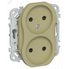 FLITE Розетка 2-местная без заземления с защитными шторками безвинтовое крепление 10А РСш02-1-ФлО оливковый IEK FI-R23-10-1-K26