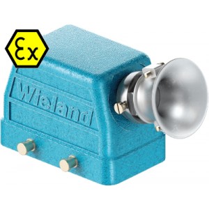 Крышка разъема Ex EX GOT GA10 M25 09IA Z3, Крышка разъема на кабель, типоразмер 10B, взрывозащита, без уплотнителя, 1 кабельный ввод M25x1,5, с разгрузкой на изгиб, IP54, с боковым расположением, без защелок (упоры для двух защелок), материал корпуса: цинковый сплав