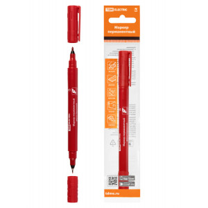Маркер перманентный двухсторонний 0,4/1 мм, красный (пакет) круглый наконечник SQ0594-0113