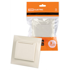 Розетка 2П+З 16А 250В IP44 с крышкой сл. кость "Лама" SQ1815-0126