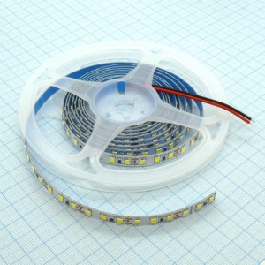 LED-лента 2835 W/120 чипов/1м/12V, самоклеящаяся / белая / 120 чип диодов 2835 на метр / потребляемая мощность 9,6 Вт/м / 840Лм/м / 4500k / 8мм