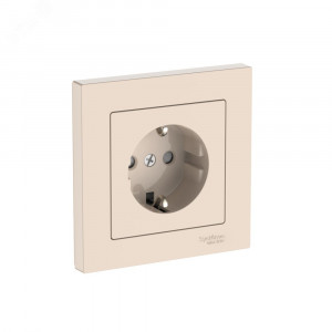 ATLASDESIGN РОЗЕТКА с заземлением со шторками, 16А, в сборе, быстрозажимные клеммы, БЕЖЕВЫЙ ATN000244S