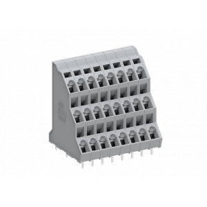 Клемма на плату 258202, Клемма, 3 этажа, подвод кабеля 45 град., на плату, шаг: 5.0 мм, 2x3 полюса, фиксация провода пружинная, исполнение: стандартное, 320V, 21A, цвет: серый
