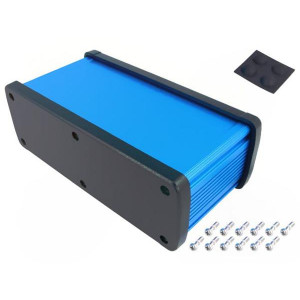 ALUG708BU080, Алюминиевый синий корпус с черными торцевыми панелями