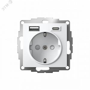 Розетка AtlasDesign 16А с 2-мя заряд. устройствами USB тип A+C 5В/2.4А 2х5В/1.2А механизм бел. SE ATN000132