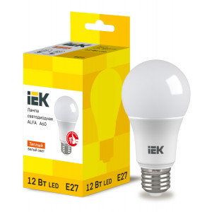 Лампа LED ALFA A60 шар 12Вт 230В 3000К E27 LLA-A60-12-230-30-E27