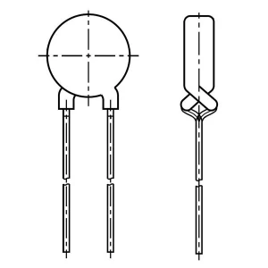 B59980C0080A070, PTC-термистор (позистоp) 25Ом ±25% двухвыводной радиальный полоса