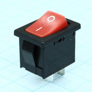 R19A-12BRBT-G, Выключатель клавишный 6А 250В ON-OFF 2 Pin -красный-