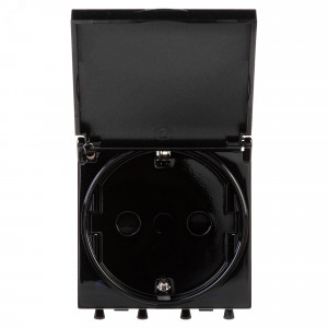 Розетка 1-м 2мод. Avanti "Черный квадрат" 16А IP44 2P+E защ. шторки с крышкой черн. 4402012