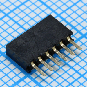 DS1065-01-1X6S8BV, Разъем штыревой 1х6 контактов, шаг 1.27мм, высота 4.40мм