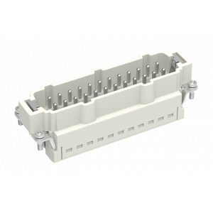 Вилочная контактная вставка SE-024-MZ, Вилочная контактная вставка, Push-in фиксация, 24 полюса + PE, типоразмер 32B, 500V, 16A, сечение обслуживаемых проводников 0,14-2,5 мм кв, тип покрытия контактов: серебро