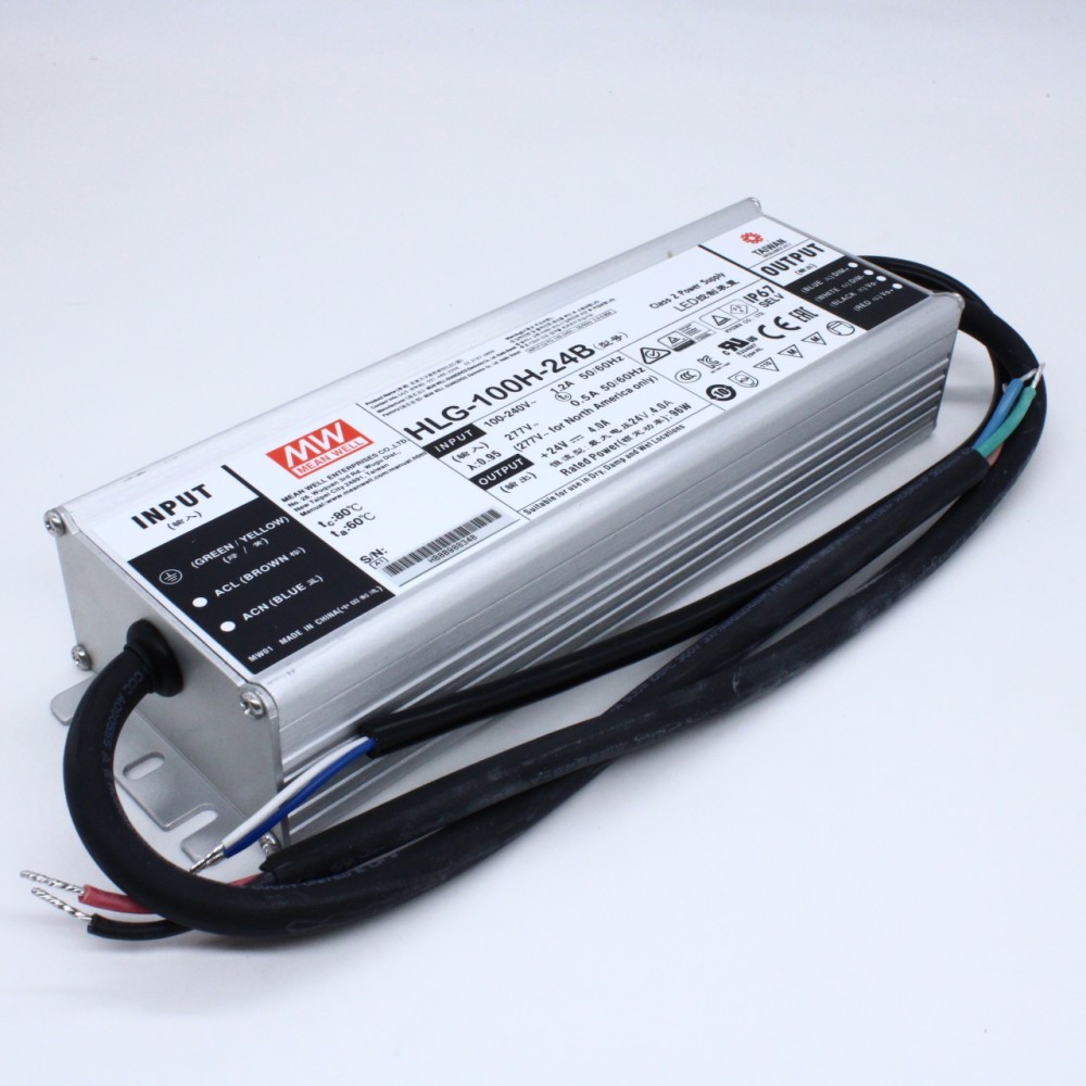 Изображение товара Преобразователь импульсный HLG-100H-24B 100 Вт IP67 для промышленного применения