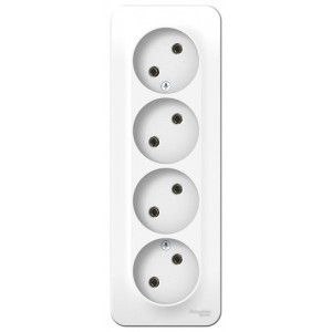 Розетка 4-м ОП Blanca 16А IP20 250В без заземл. без защ. шторок с изолир. пластиной бел. SE BLNRA000411