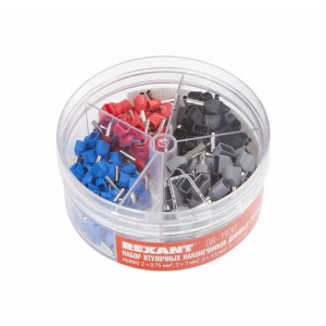 Набор втулочных наконечников двойных НШВи(2) (2х0.75 мм2; 2х1 мм2; 2х1.5 мм2; 2х2.5 мм2) в боксе (ТE-200) 08-1930