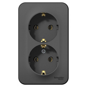 Розетка 2-м ОП Blanca 16А IP20 250В с заземл. без защ. шторок с изолир. пластиной антрацит SE BLNRA010216