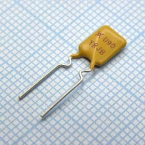 RUEF090, Самовосстанавливающийся предохранитель PTC 0.9A(hold) 1.8A(trip) 30V 100A 0.6W 5.9s 0.07Ohm Radial 7.4 X 3 X 12.2mm Bag